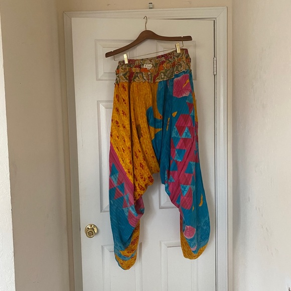 Reversible 100% silk Harem pants drop crotch - Picture 5 of 5